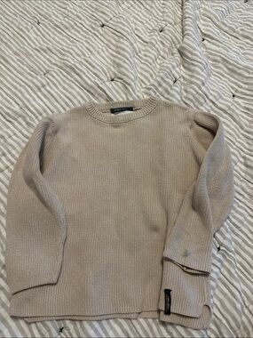 rag & bone Beige Crewneck Ribbed Knit Sweater